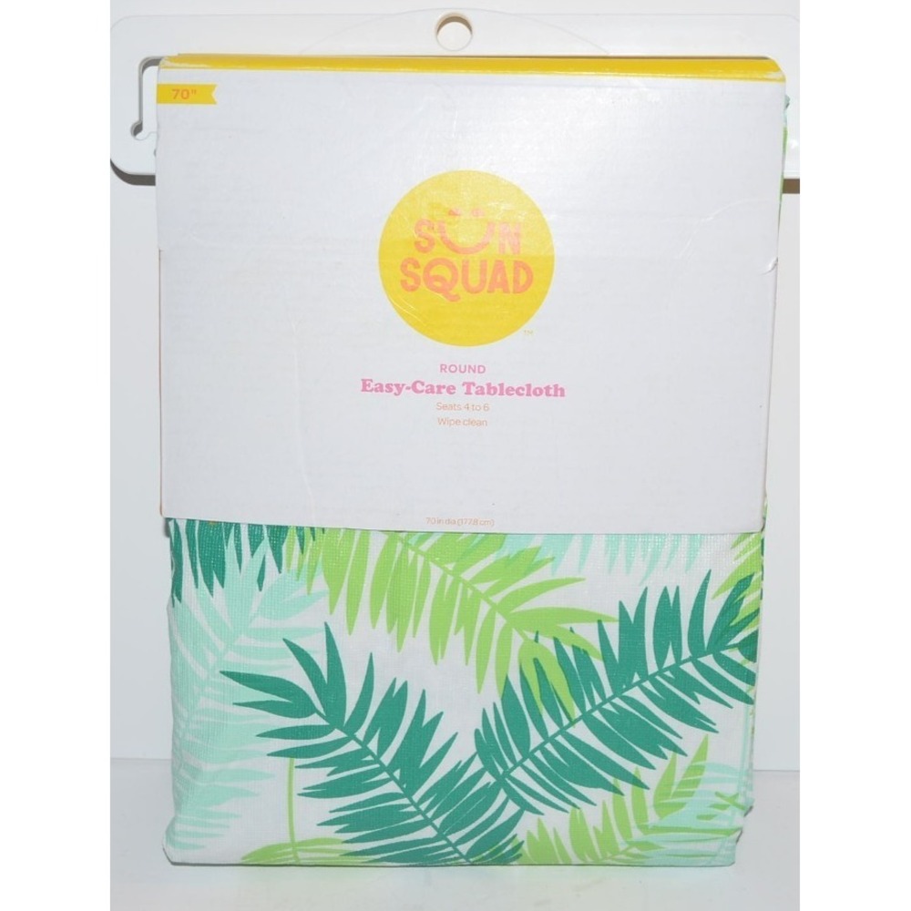 Sun Squad Tropical Palm Leaves Table Cloth Cover 70" round Party Luau festive